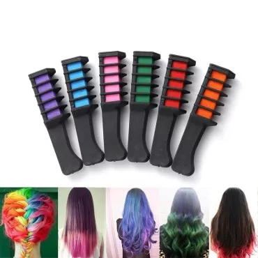 lotus.flower Temporary Hair Chalk Comb-Non Toxic Washable Salon Hair Color Comb for Hair Dye-Safe for Kids for Party Cosplay DIY(6 Colors) (Purple)