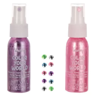 iscream Prettiest Rainbows Temporary Spray on Hair Color and Rhinestone Hair Jewels