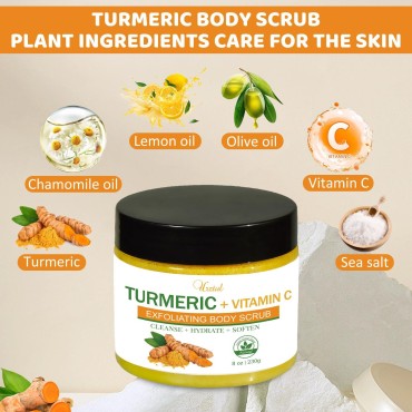 Turmeric Body Scrub Tumeric Oil Set, Natural Sooth...