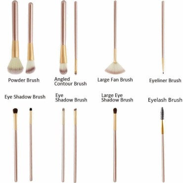 12 Piece Makeup Brushes Set | Horse Hair Professio...