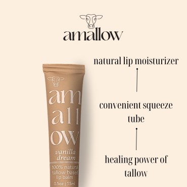Amallow All Natural Tallow Lip Balm Squeezable Tub...