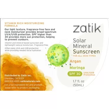 Zatik Naturals - Solar Mineral Sunscreen with Arga...