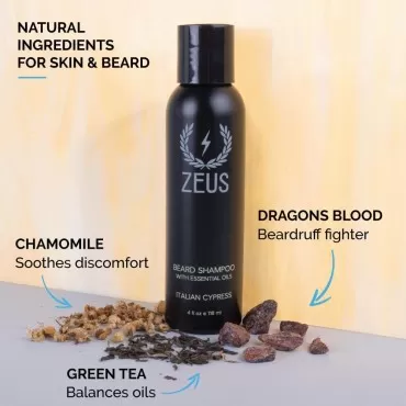 ZEUS Italian Cypress Beard Shampoo for Men with Ch...
