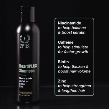 ZEUS BeardPLUS Shampoo for Men, Enhanced Beard Gro...