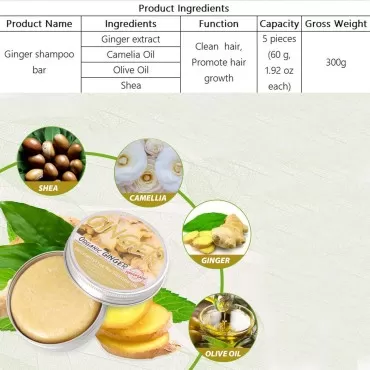 Zoreni Ginger Hair Regrowth Shampoo Bar, Natural O...