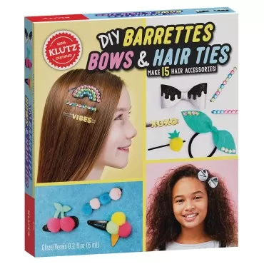 Klutz DIY Barrettes, Bows, and Hair Ties, Clear,Gold