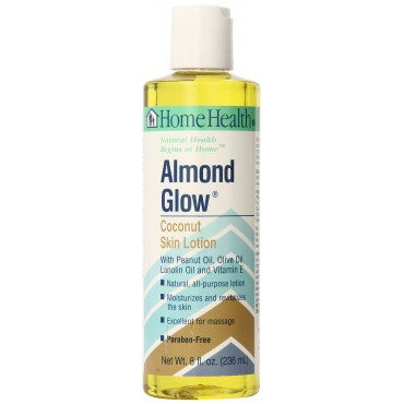 Home Health Almond Glow Coconut Body Lotion - 8 fl oz - Skin Moisturizer & Massage Oil, Peanut, Olive & Lanolin Oils Plus Vitamin E- Non-GMO, Paraben-Free, Vegetarian