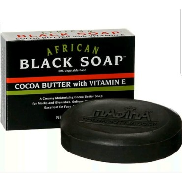 Madina Madina African Black Soap Cocoa Butter with Vitamin E, 3.5 Ounce
