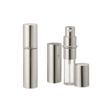 Silver Metallic Perfume Atomizer Spray 10 ML for purse or travel Refillable (with minor cosmetic blemishes on the metal casing)