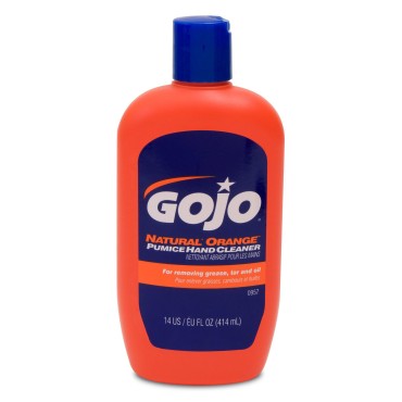 GOJO NATURAL* ORANGE Pumice Hand Cleaner, 14 fl oz Quick-Acting Lotion Cleaner Squeeze Bottle (0957-12)