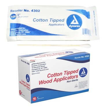 Dynarex 6-Inch Non-Sterile Cotton Tipped Applicato...