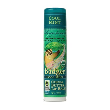 Badger - Cocoa Butter Lip Balm, Cool Mint, Certifi...