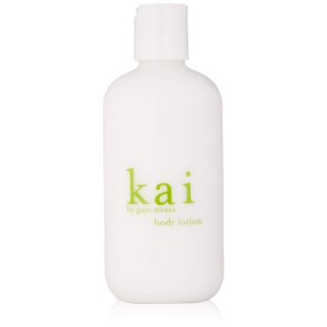 kai Body Lotion, 8 Fl Oz., shea butter, extracts of cucumber, comfrey and ivy, scented with the delicously, fresh + clean signature fragrance, vegan, cruelty free, made in the usa