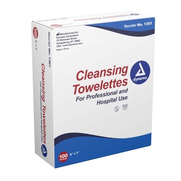 Dynarex 1301 Cleansing Towelettes, Colorless