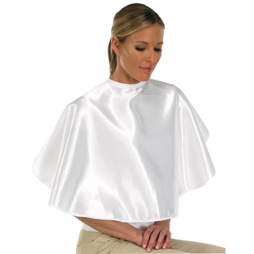 Canyon Rose Esthetician's Client Cape, For Makeup Application, White Satin Reflects Light Upwards To Face, Helps Eliminate Shadows for Even Makeup Application