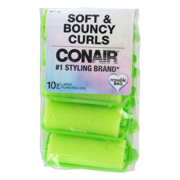 Conair 10Piece Con Large Foam Rollers, 1.6 Oz (Pack of 10)