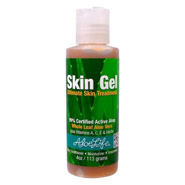 Aloe Life - Skin Gel & Herbs Ultimate Skin Treatment, 99% Certified Organic Whole Leaf Aloe Vera, Vitamins C, A, & E, Head-to-Toe Skin Care Support for the Whole Family, Fragrance-Free (4 oz)