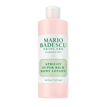 Mario Badescu Apricot Super Rich Body Lotion Enriched with Vitamins A and E - Delicately Scented Lotion with Nourishing, Skin-Softening Formula - Ideal for All Skin Types, 16 Fl Oz
