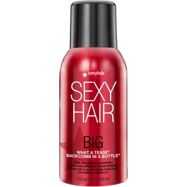 SexyHair Big What A Tease Backcomb in a Bottle Firm Volumizing Hairspray| Up to 72 Hour Humidity Resistance | All Hair Types, 4.2 Fl Oz (Pack of 1)