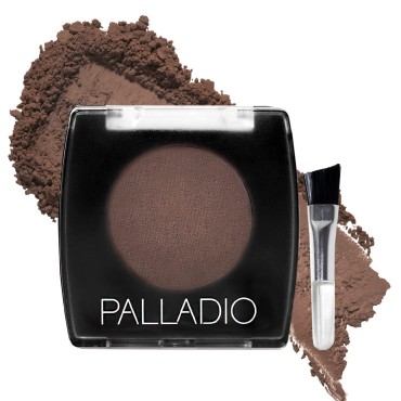 Palladio Brow Powder for Eyebrows, Soft and Natural Eyebrow Powder with Jojoba Oil & Shea Butter, Helps Enhance & Define Brows, Compact Size for Purse or Travel, Includes Applicator Brush, Dark Brown