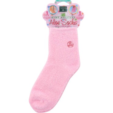 Earth Therapeutics Aloe Vera Socks - Infused with natural aloe vera & Vitamin E - Helps Dry Feet, Cracked Heels, Calluses, Rough Skin, Dead Skin - Use with your Favorite Lotions - Pink