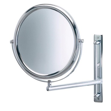 JERDON Two-Sided Wall-Mounted Makeup Mirror - Makeup Mirror with 3X Magnification & Wall-Mount Arm - 9 Inch Diameter Mirror with Chrome Finish Wall Mount - Model JP3030CF