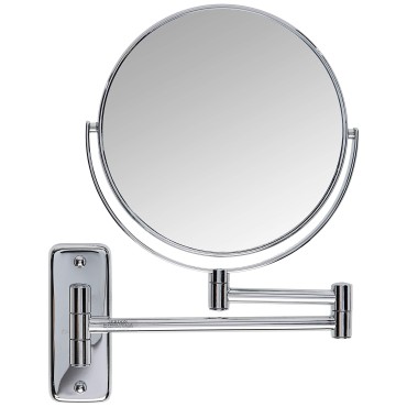 JERDON 8-Inch Two-Sided Swivel Wall Mount Mirror - Makeup Mirror with 8X Magnification & 13.5 inch Wall Extension - Chrome Finish - Model JP7808C