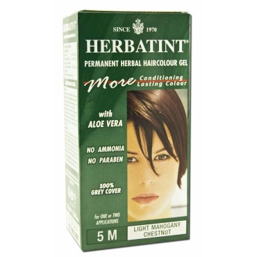 Herbatint 5M Permanent Herbal Light Mahogany Chestnut Haircolor Gel Kit - 3 per case.