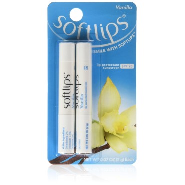 Softlips Lip Protectant SPF 20, Vanilla, 2 count (Pack of 6)
