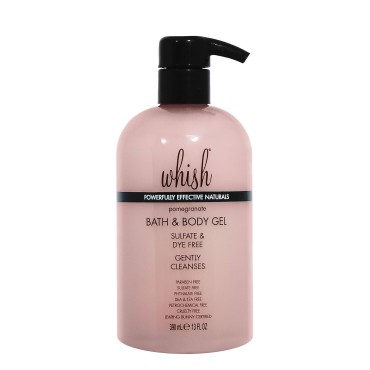 Whish Beauty Bath & Body Gel - Moisturizing Body Wash for Women - Gentle On Sensitive Skin - Shower Gel infused with Shea Butter & Aloe - Sulfate & Paraben Free - Pomegranate - 13 fl oz