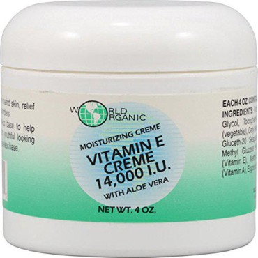 World Organic Vitamin E Cream - 14000 IU - 4 oz