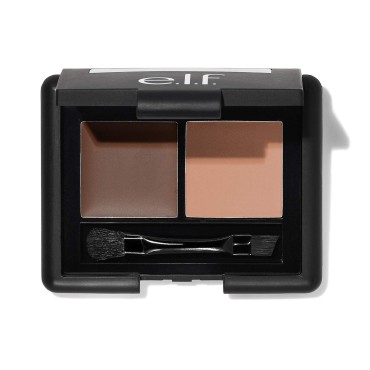 e.l.f, Eyebrow Kit, Brow Powder and Wax Duo, Long Lasting, Defines, Shapes, Fills, Contours, Dark, Fuller, Thicker, More Defined Brows, Brush Included, 0.13 Oz