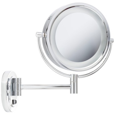 JERDON LED Lighted Wall-Mounted Makeup Mirror - Direct Wire Makeup Mirror with 5X Magnification in Chrome Finish - Model HL165CD