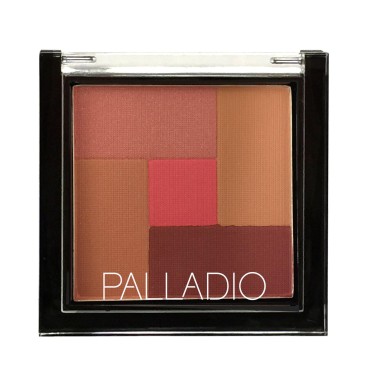 Palladio 2-In-1 Mosaic Blush and Bronzer, Silky Smooth Face Makeup Pressed Powder, Five Color Hues from Shimmering Pinks to Golden Browns, Rich Pigmented Shades, Flawless Finish, Pink Truffle, 0.3 Oz