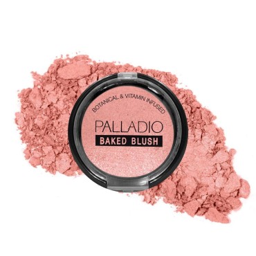 Palladio Baked Blush, Highly Pigmented Shimmery Formula, Easy to Blend and Highly Buildable, Apply Dry for a Natural Glow or Wet for a Dramatic Luminous Look, Long Lasting for All day Wear, Rosey