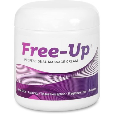Free-Up Professional Massage Cream, Fragrance-Free, Great Glide, Lubricity, Tissue Perception, Perfect for Physical Therapy, Massage Versatile, Non-Greasy, 8 Oz Jar, Made in The USA