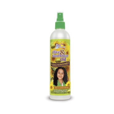 Sofn'Free n'Pretty Olive & Sunflower Oil Leave-In Kids Detangler Spray for Curly Hair, Relaxed Hair, Natural Hair Detangler Spray Conditions and Restores Curls - 12 oz, Single