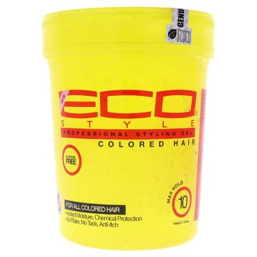 Eco Style Gel - Colored Hair - For All Hair Types - Contains Uv Protection - Special Formula For Colored And Highlighted Hair - Controls And Defines With Long Lasting Shine - No Flakes - 32 Oz