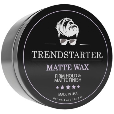 TRENDSTARTER - MATTE WAX (4oz) - Firm Hold - Matte Finish - Mens Hair Products - Premium Water Based All-Day Hold Hair Styling Pomade - Flake-Free Styling Wax for All Hair Types