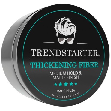 TRENDSTARTER - THICKENING FIBER (4oz) - Medium Hold - Matte Finish - Premium Hair Thickening Clay Pomade - Water-Based - All-Day Hold Styling Product - Launched Spring 2023