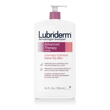 Lubriderm Advanced Therapy Moisturizing Lotion with Vitamins E and B5, Deep Hydration for Extra Dry Skin, Non-Greasy Formula, 24 fl. oz