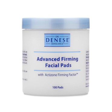 Dr. Denese SkinScience Advanced Firming Facial Pads Exfoliator & Deep Pore Face Cleanser, Toner & Skin Care Glycolic Acid, Peptides & Aloe - Vegan, Paraben-Free, Cruelty-Free - 100 Count