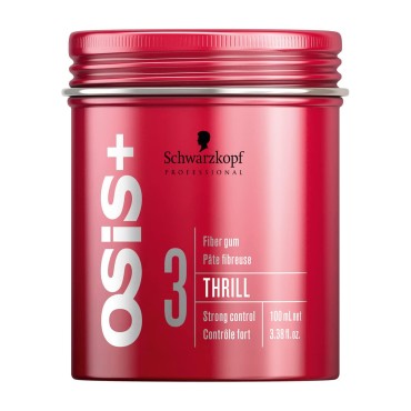 OSiS+ Thrill Fibre Gum - Medium Hold Flexible Style Control - Bendable and Moldable Texturizing - Mega-Fibers and Natural Carnauba Wax for Long-Lasting Separation and Shine, 3.38 Oz