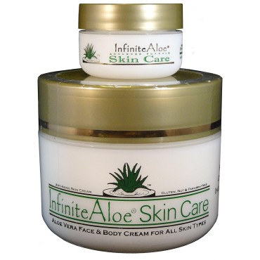 InfiniteAloe, Aloe Vera Body & Face Moisturizer - Original Scent Face Cream, Body Cream, Hand Lotion for Dry Skin - 1 Large Jar and 1 Travel Jar (Packaging Design Will Vary from Main Image)