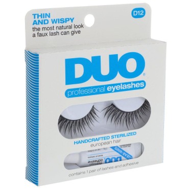 Duo Professional Eyelashes with Adhesive D12 Thin and Wispy