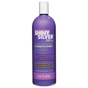 One 'n Only Shiny Silver Ultra Color-Enhancing Conditioner, Restores Shiny Brightness to White, Grey, Bleached, Frosted, or Blonde-Tinted Hair, Protects Hair Color - 33.8 Fl. Oz