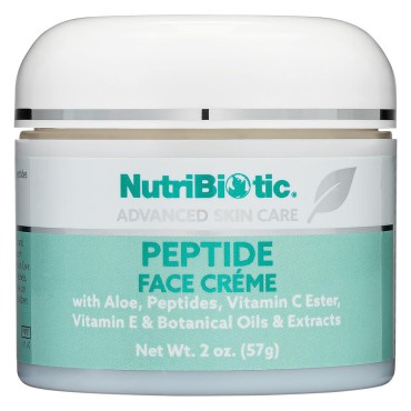 NutriBiotic - Peptide Face Creme with GSE, 2 Oz | Ultra-Hydrating | Collagen Synthesis Support | with Botanical Extracts & Oils & Vitamin E | Natural Fragrance & Paraben Free