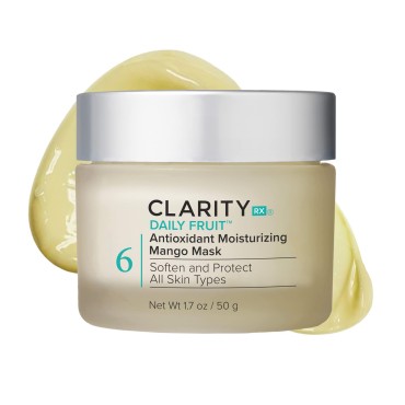 ClarityRx Daily Fruit Antioxidant Moisturizing Mango Face Mask, Natural Plant-Based Facial Treatment for Restoring Collagen & Brightening Dark Spots, Recommended for Dry & Aging Skin (1.7 oz)