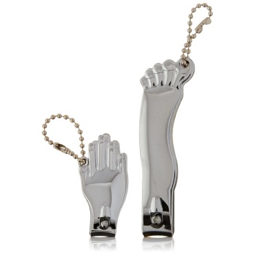Kikkerland Hand and Foot Nail Clippers Set, Silver