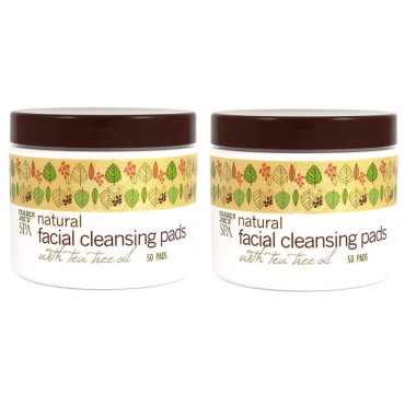 2 Pack Trader Joe's Spa Natural Facial Cleansing Pads with Tea Tree Oil